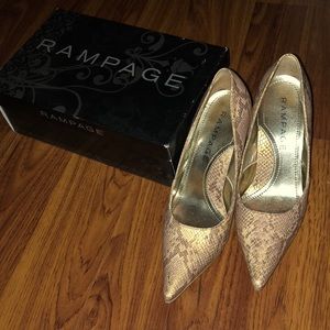 Gold snake skin heels